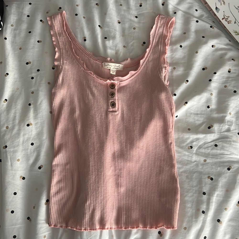 pink ribbed tank